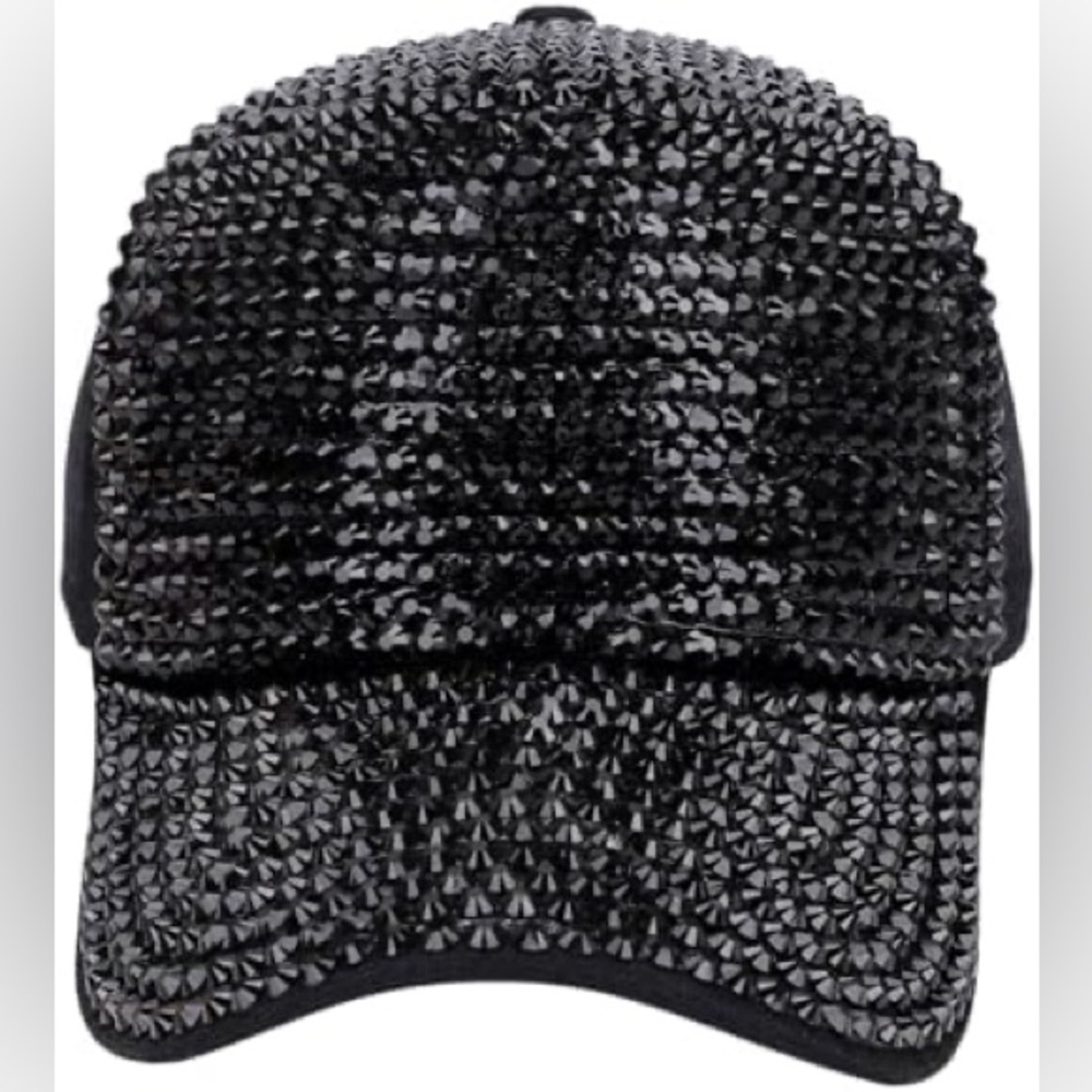 Black Rhinestone Decor Baseball Cap